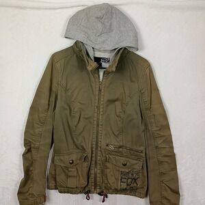Fox Racing Utility Jacket Womens Medium Olive Green Hooded Gorpcore Work Wear